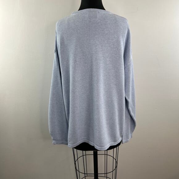 COUSIN JOHNNY Light Blue Knit Sweater Cotton Long Sleeve Pullover Size L Large - Picture 8 of 11